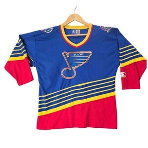 Vintage Starter St Louis Blues NHL Jersey L/XL Korea Western Conf READ Hole 90s